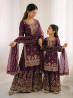 GMY Silk and Embroidery Work Family Combo Set