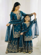 GMY Silk and Embroidery Work Family Combo Set