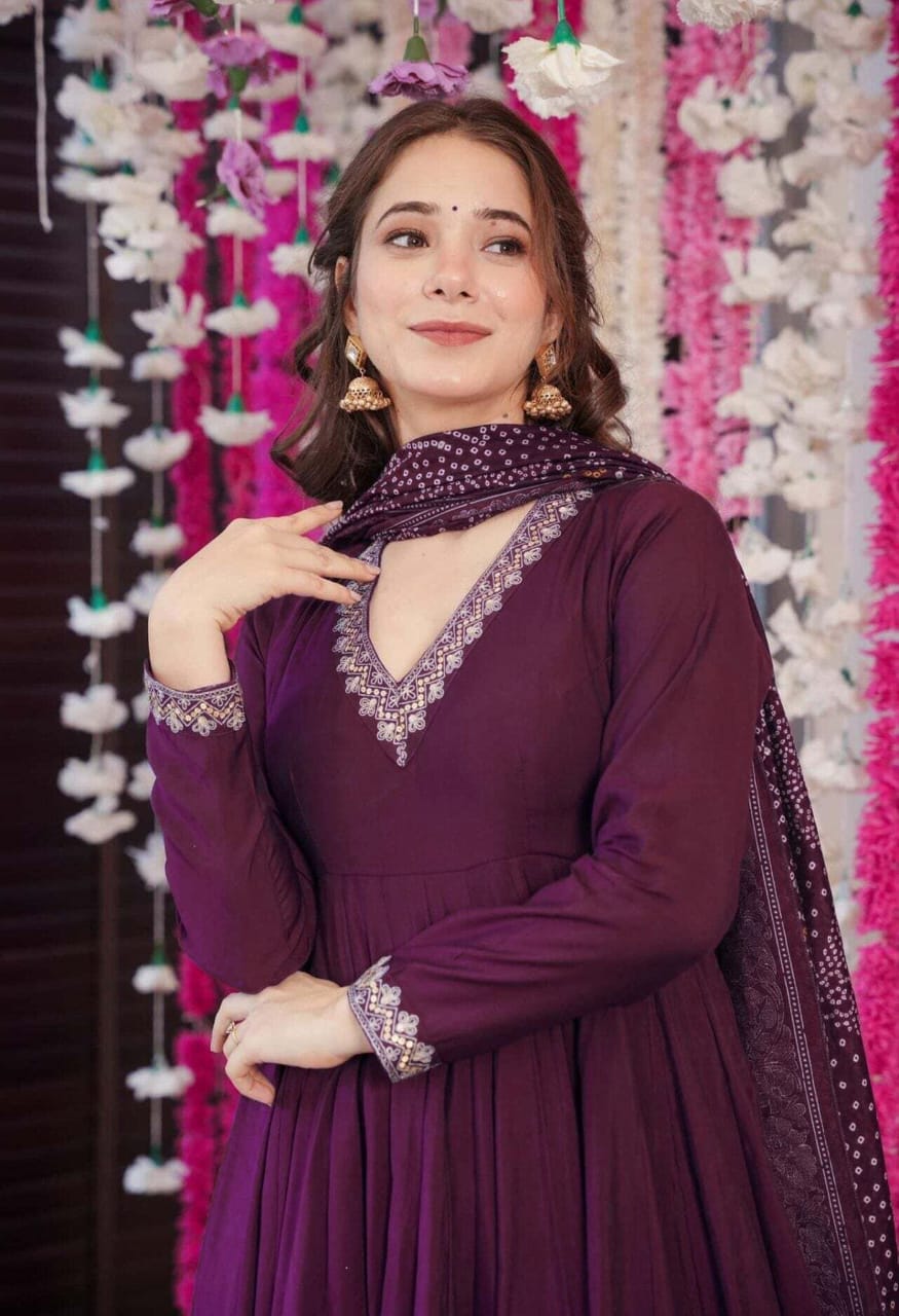 Purple Taara Anarkali Set
