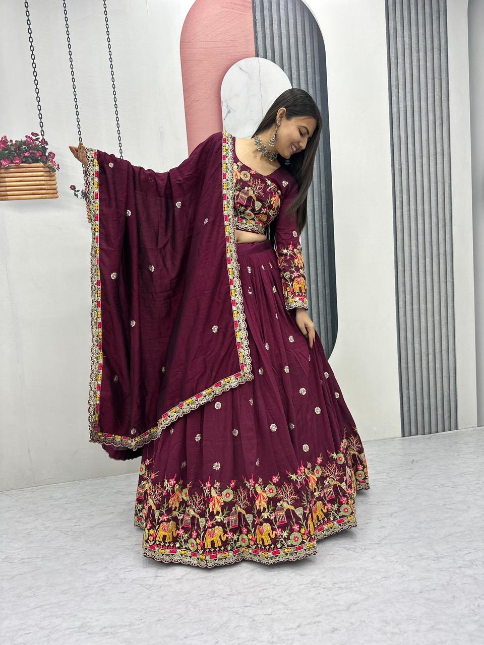 Designer Chinon Lehenga Set