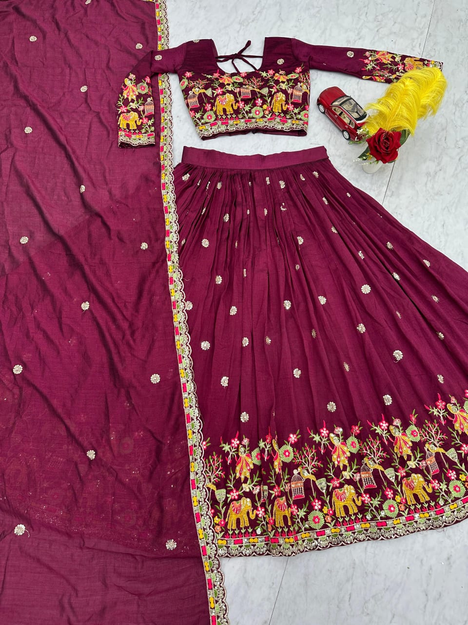 Designer Chinon Lehenga Set