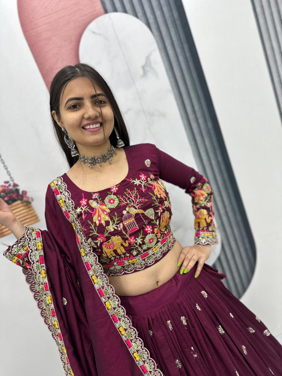 Designer Chinon Lehenga Set