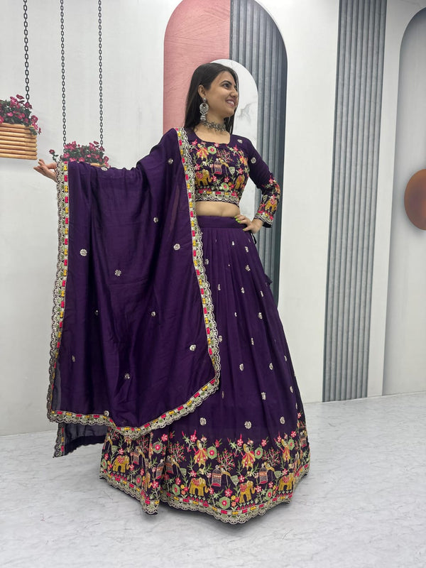 Designer Chinon Lehenga Set