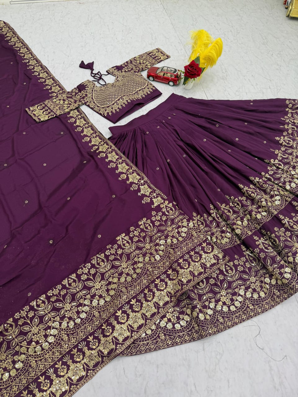 Elegant Chinon Lehenga Set