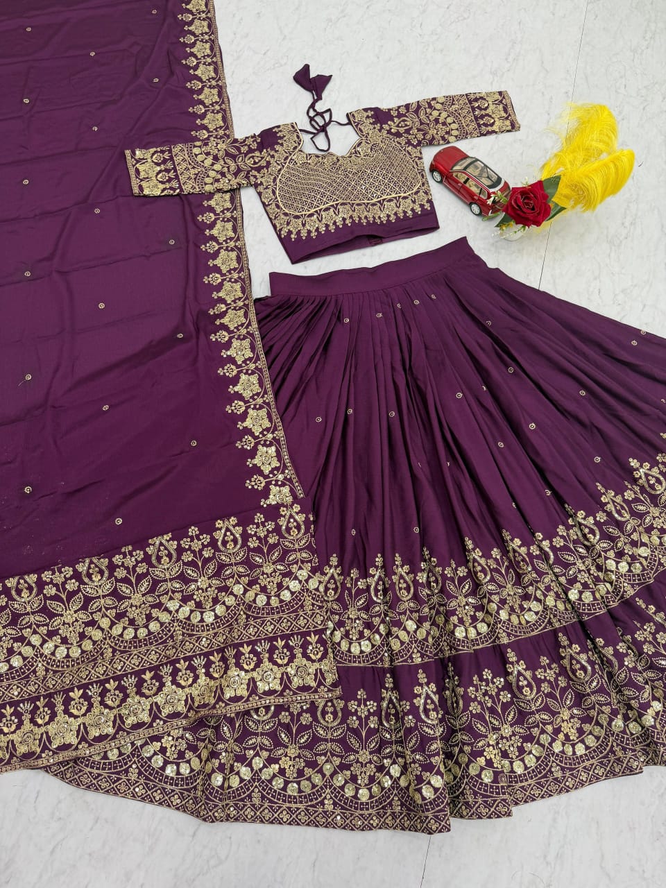 Elegant Chinon Lehenga Set