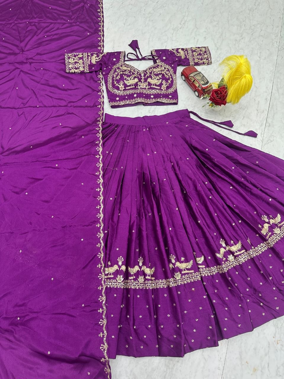 Heavy Embroidery Chinon Lehenga