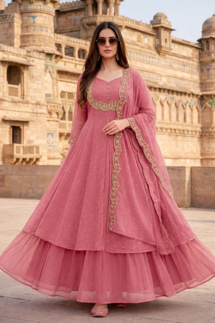 Art Silk Anarkali Gown Set