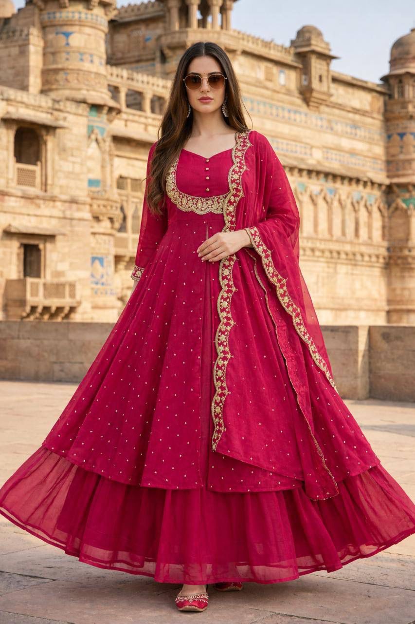 Art Silk Anarkali Gown Set