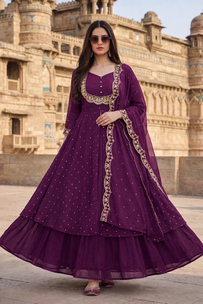Art Silk Anarkali Gown Set