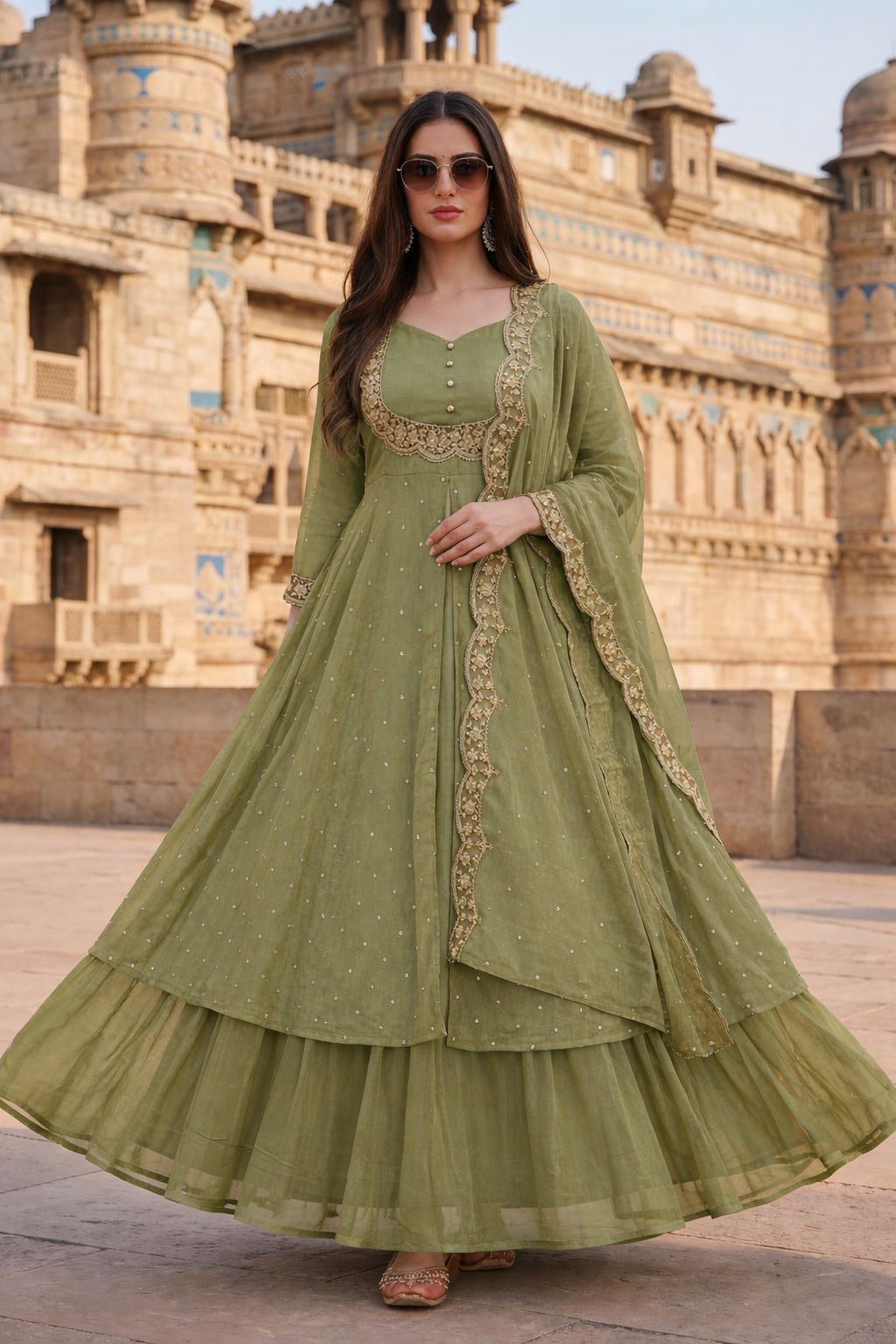 Art Silk Anarkali Gown Set