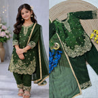 Kids Embroidered Silk Set