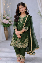 Kids Embroidered Silk Set