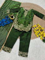 Kids Embroidered Silk Set