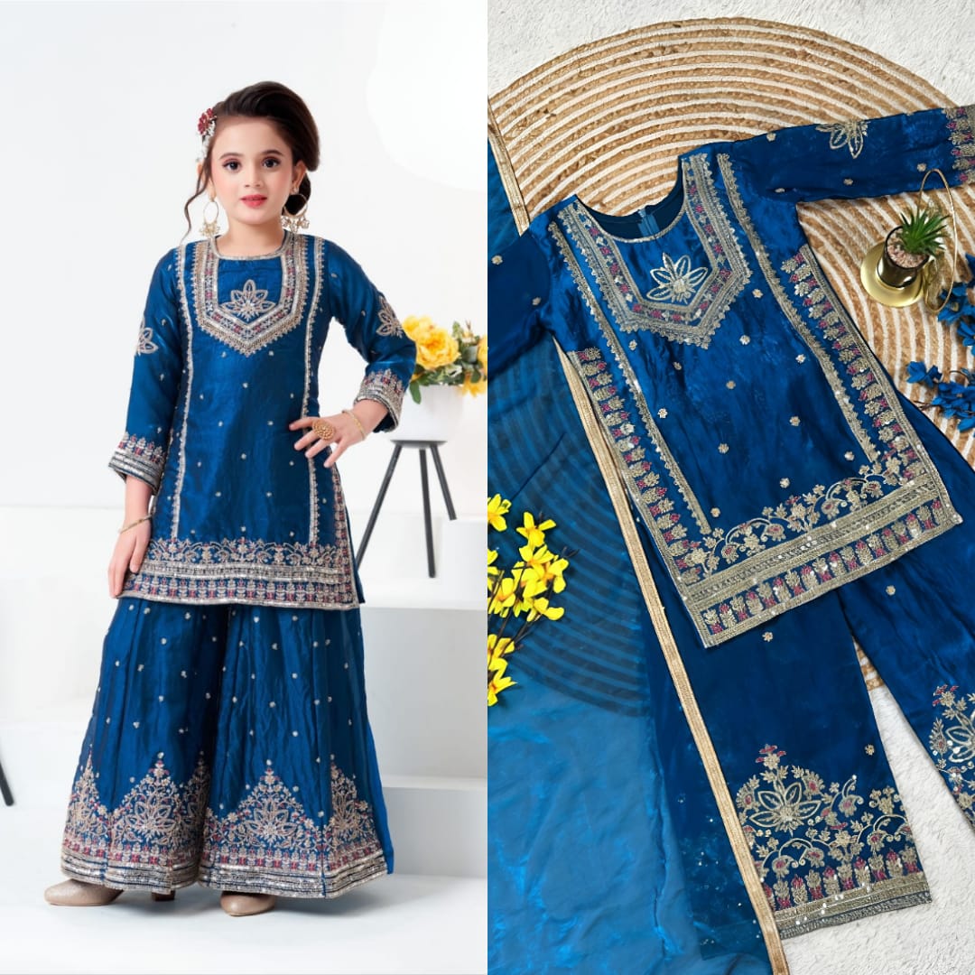 Kids Premium Silk Palazzo Set