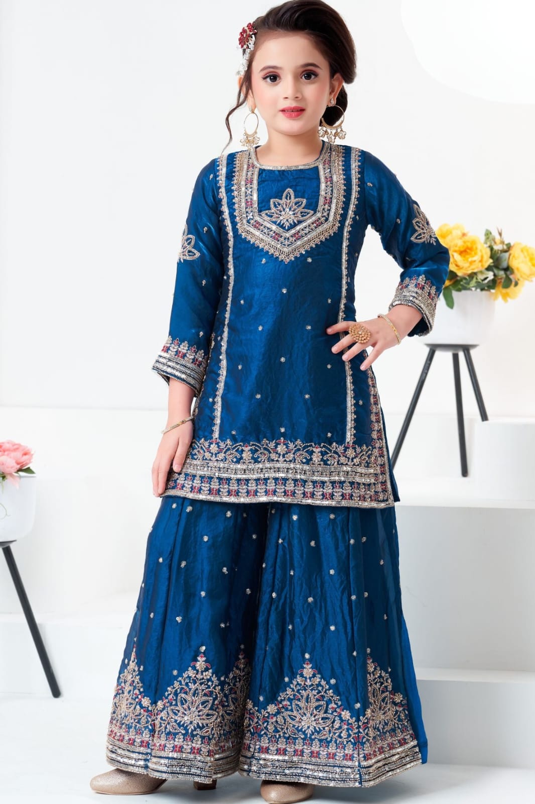 Kids Premium Silk Palazzo Set