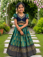 Royal Teal Blue Kids Lehenga Set
