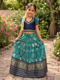 Royal Teal Blue Kids Lehenga Set