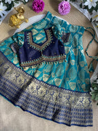 Royal Teal Blue Kids Lehenga Set