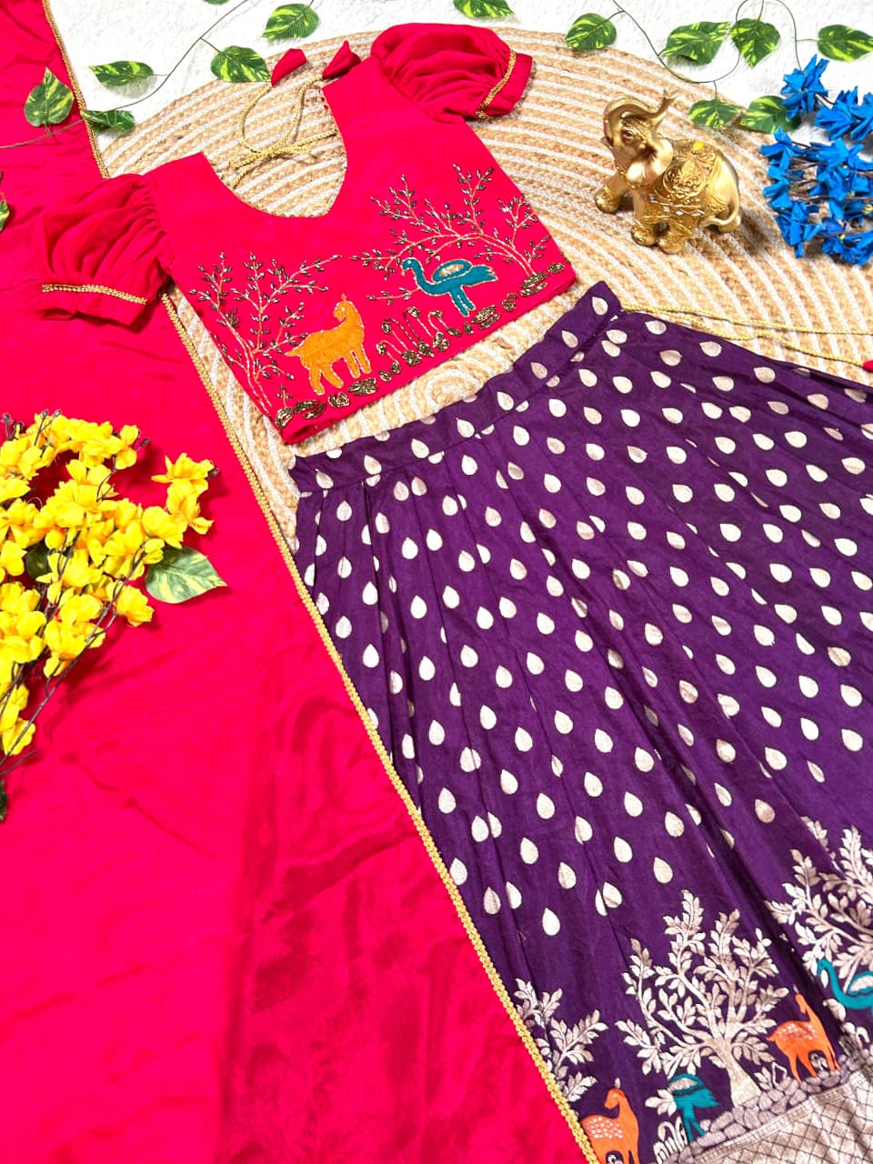 Kids Tissue Silk Lehenga Set