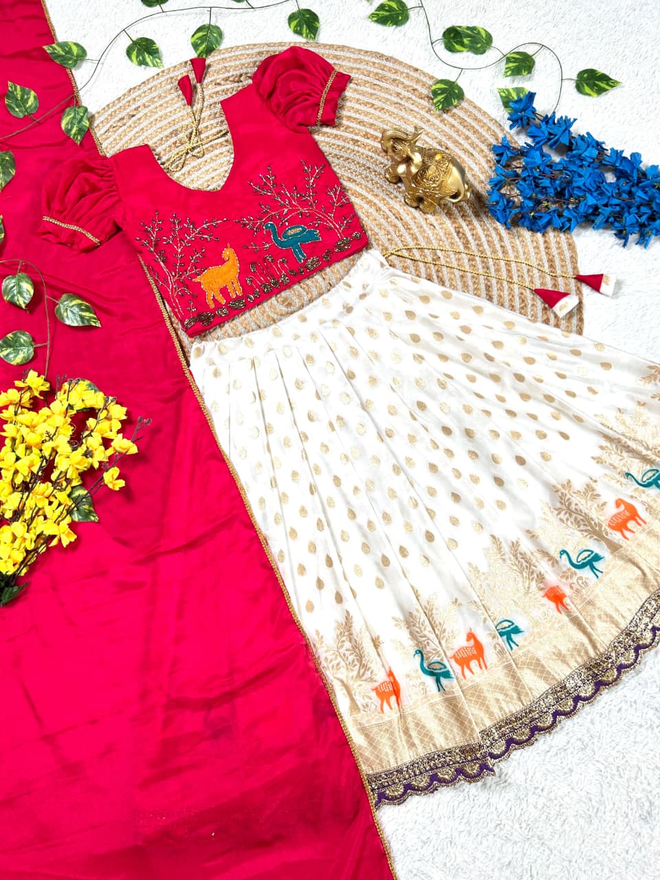 Kids Tissue Silk Lehenga Set