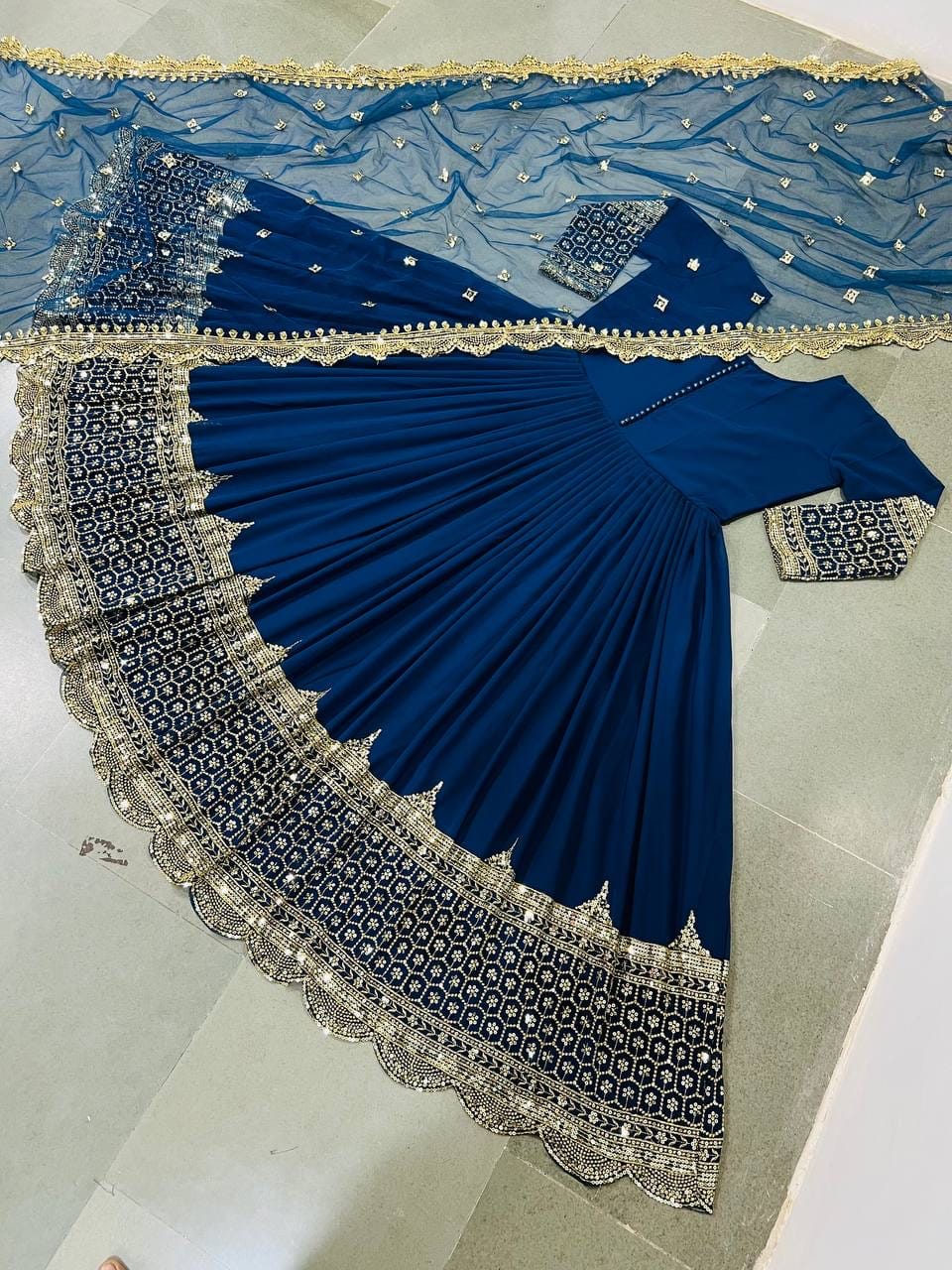 Embroidered Georgette Gown Set