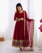 Embroidered Georgette Gown Set