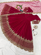 Embroidered Georgette Gown Set