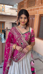 Jency Creation Women's Roman Silk Embroidered Lehenga Choli with Dupatta – 6 Meter Flair