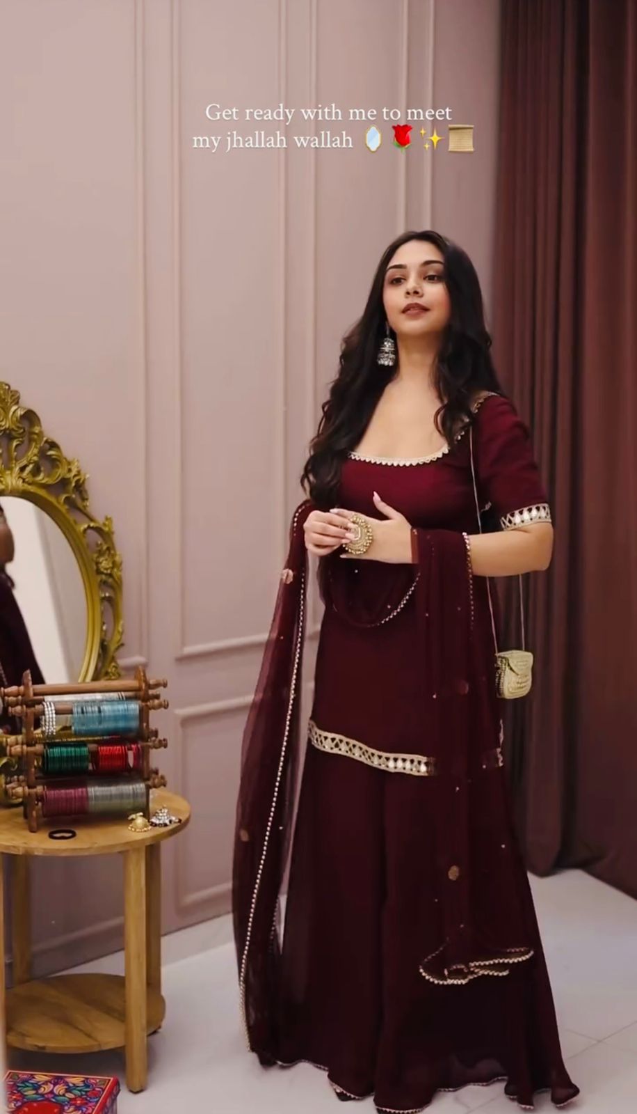 Jency Creation Women's Faux Georgette Mirror Work Kurta Palazzo Set with Dupatta