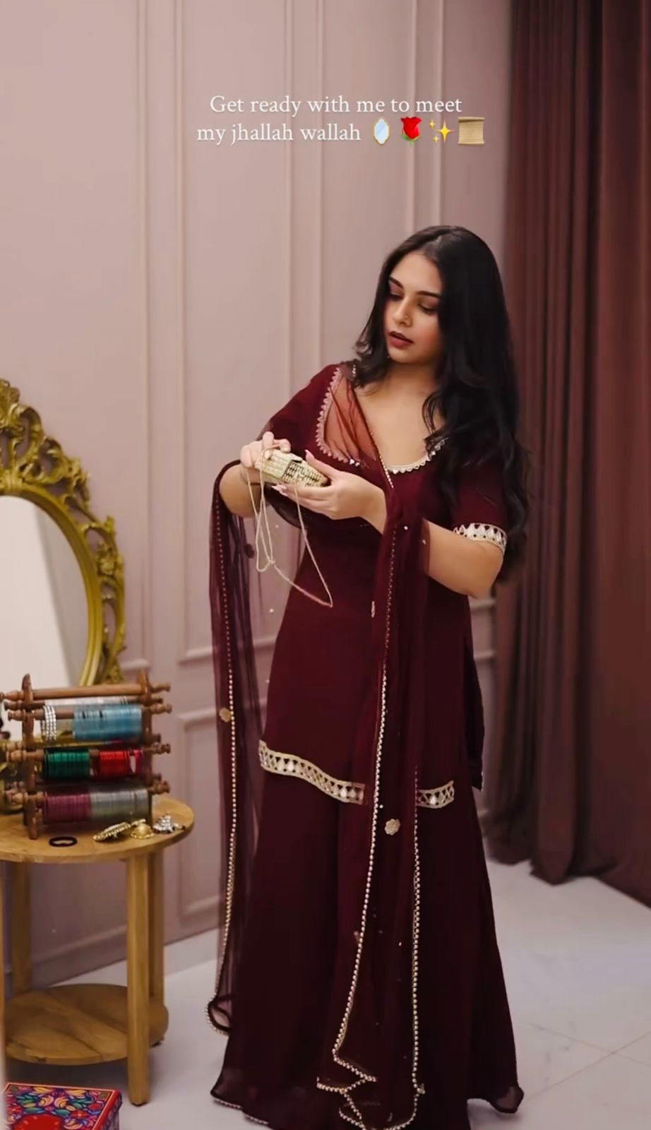 Jency Creation Women's Faux Georgette Mirror Work Kurta Palazzo Set with Dupatta