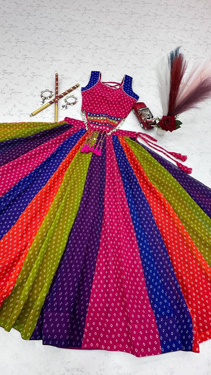 Jency Creation Women's Pure Cotton Lehenga Choli with Handwork, Real Kodi & Mirror Work – 6+ Meter Flair