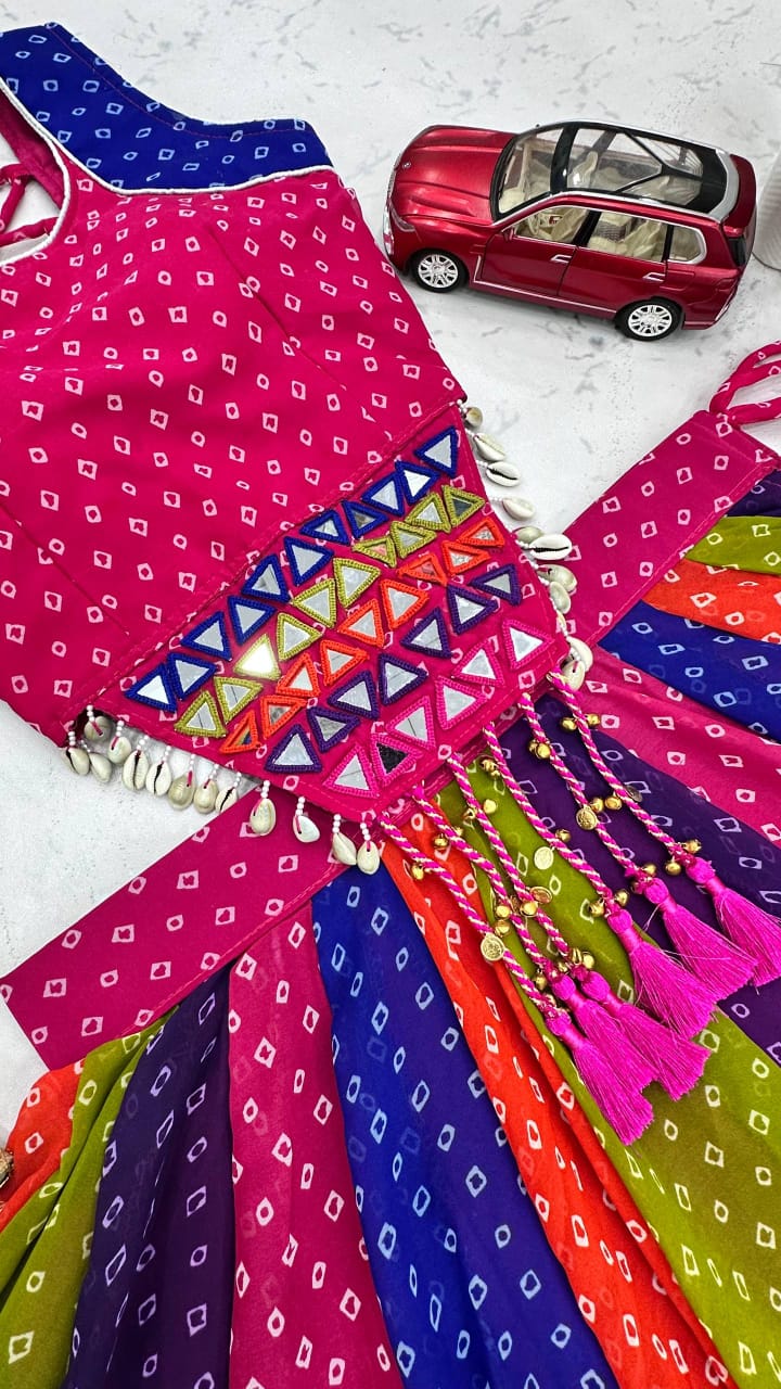 Jency Creation Women's Pure Cotton Lehenga Choli with Handwork, Real Kodi & Mirror Work – 6+ Meter Flair