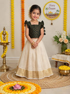 Jency Creation Kids Kerala Tissue Silk Lehenga Choli – Traditional Festive Wear