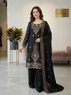 Jency Creation Women's GMY Choo Silk Embroidered Party Wear Palazzo Set with Dupatta