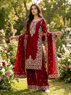 Jency Creation Women's GMY Silk Embroidered Kurta Palazzo Set with Dupatta