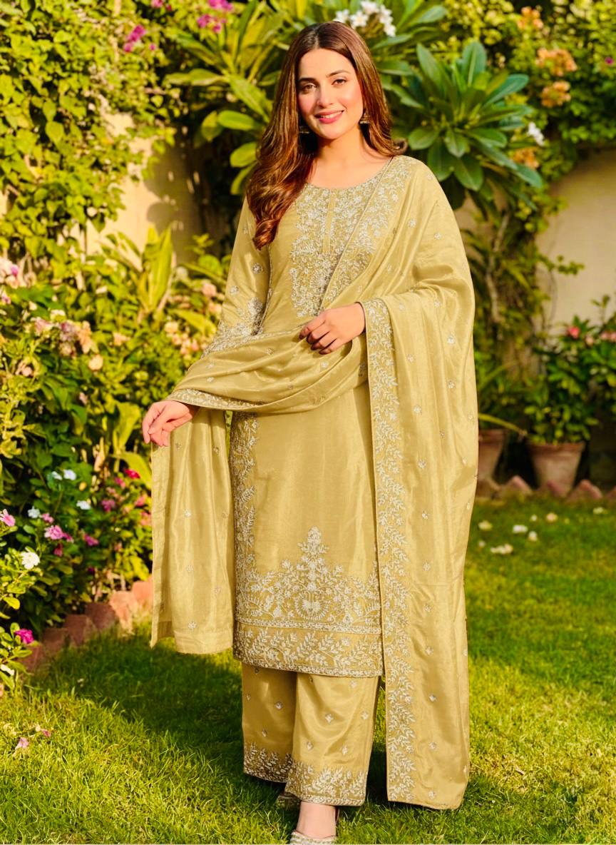 Jency Creation Women's GMY Silk Embroidered Kurta Palazzo Set with Dupatta