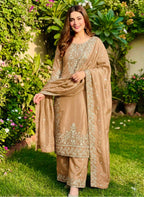 Jency Creation Women's GMY Silk Embroidered Kurta Palazzo Set with Dupatta