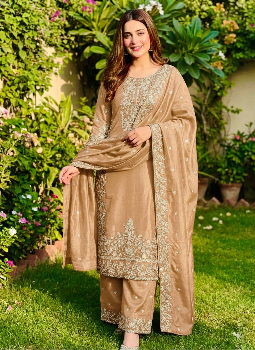 Jency Creation Women's GMY Silk Embroidered Kurta Palazzo Set with Dupatta