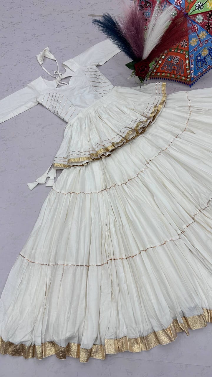 Jency Creation Women's Pure Cotton Kediyu Lehenga Set – 12 Meter Flair