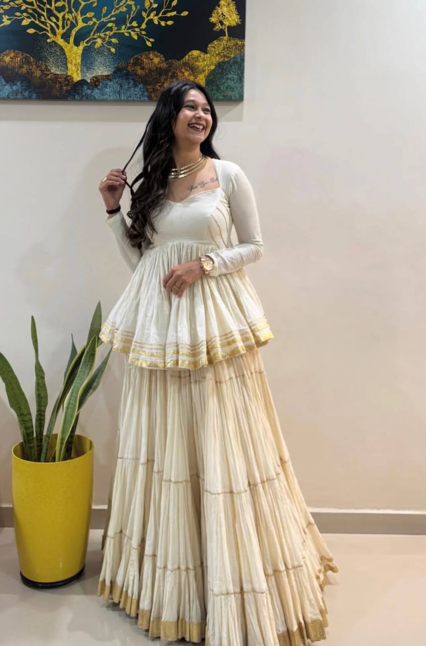 Jency Creation Women's Pure Cotton Kediyu Lehenga Set – 12 Meter Flair