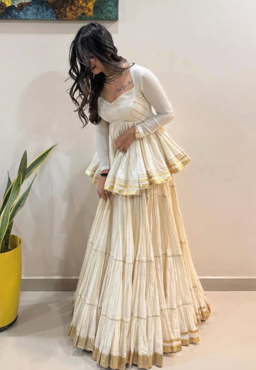 Jency Creation Women's Pure Cotton Kediyu Lehenga Set – 12 Meter Flair