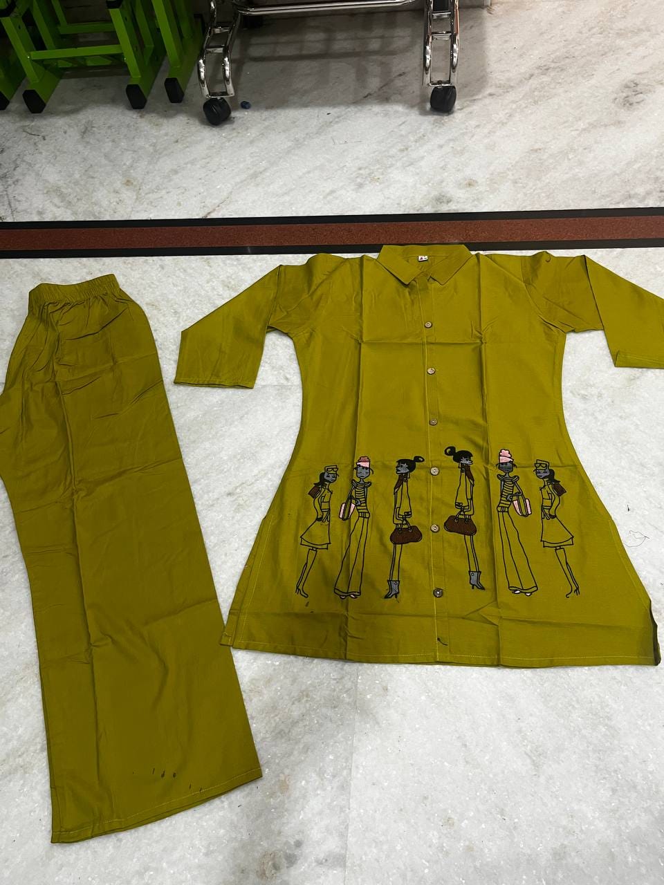 Jency Creation Women's Dhabu Cotton Embroidered Co-Ord Set